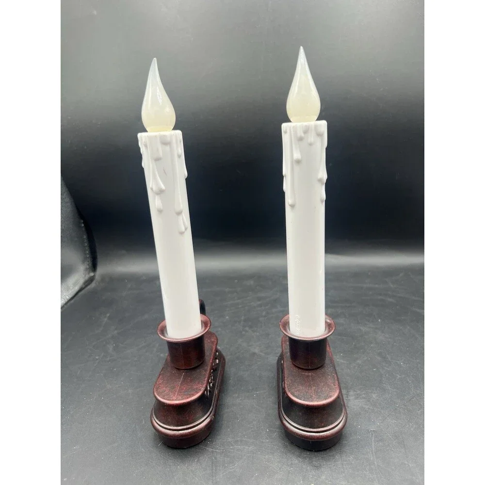 GE Flickering Window Candles Set of 2 Battery Operated Flameless LED 10” White
